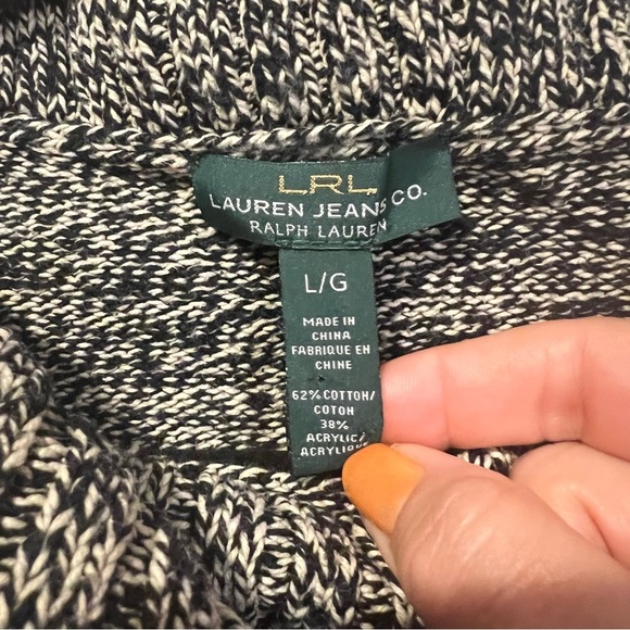 Lauren Ralph Lauren Cowl Neck marbled Black Sweater size large - Picture 5 of 7